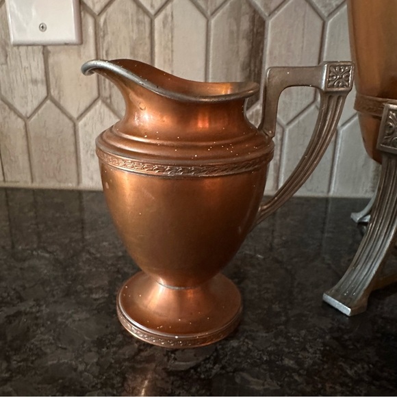 Vintage Universal Copper Samovar Coffee Urn Set L.F.&C. E9189 w Creamer Sugar - Picture 6 of 16